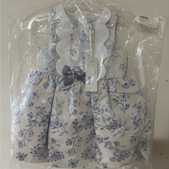 NWT Hucklebones Light Blue Metallic Brocade Dress - 2Y - Picture 2 of 3
